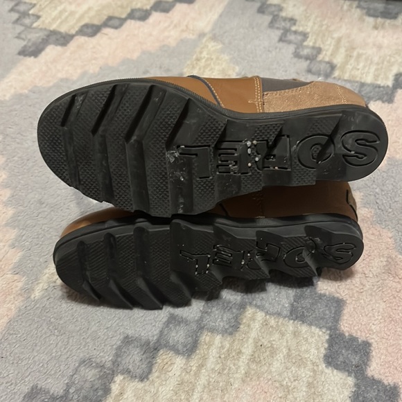 Sorel Joan of Arctic II Leather Sparkle Hidden Wedge Brown Boots. - Picture 8 of 13